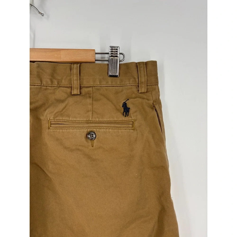 Polo Ralph Lauren Pants Mens 34/31.5 Brown Ethan 100% Cotton Pleated Trousers